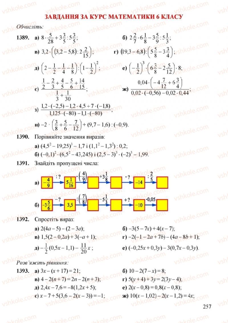 Страница 257 | Підручник Математика 6 клас Г.М. Янченко, В.Р. Кравчук 2006