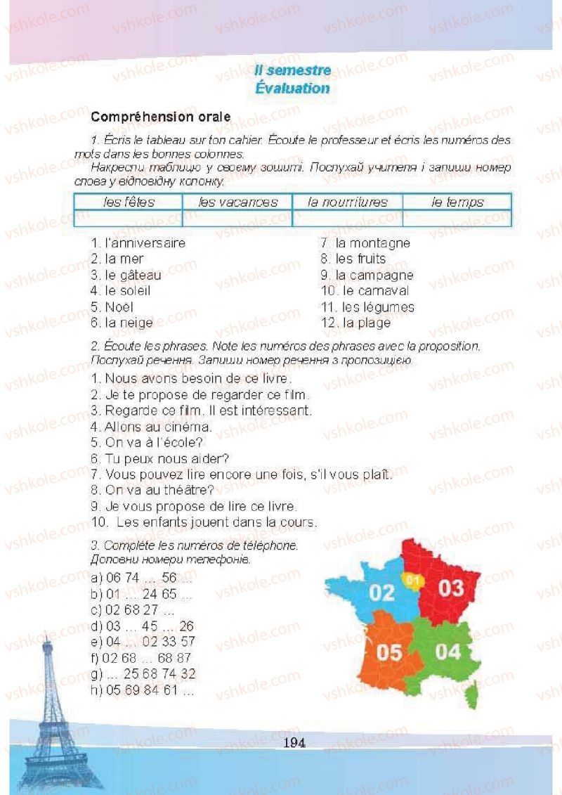 Страница 194 | Підручник Французька мова 5 клас Н.П. Чумак, Т.В. Кривошеєва 2013 1 рік навчання