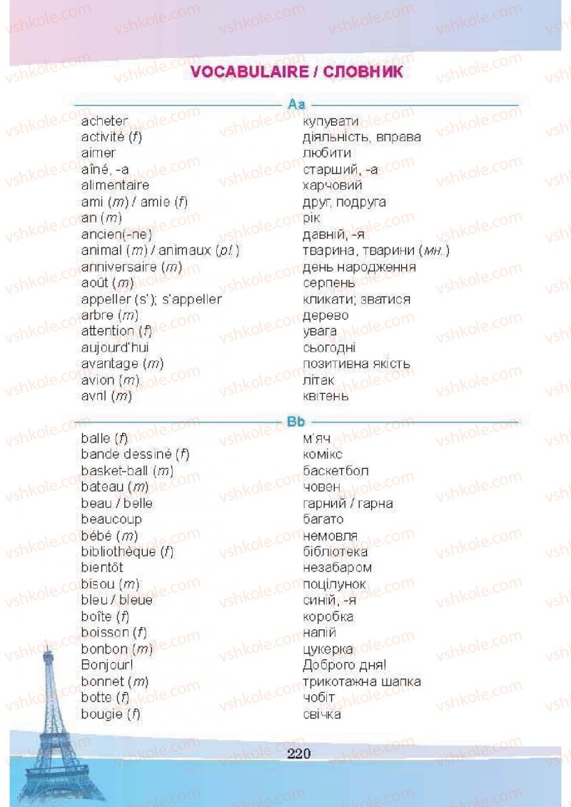Страница 220 | Підручник Французька мова 5 клас Н.П. Чумак, Т.В. Кривошеєва 2013 1 рік навчання