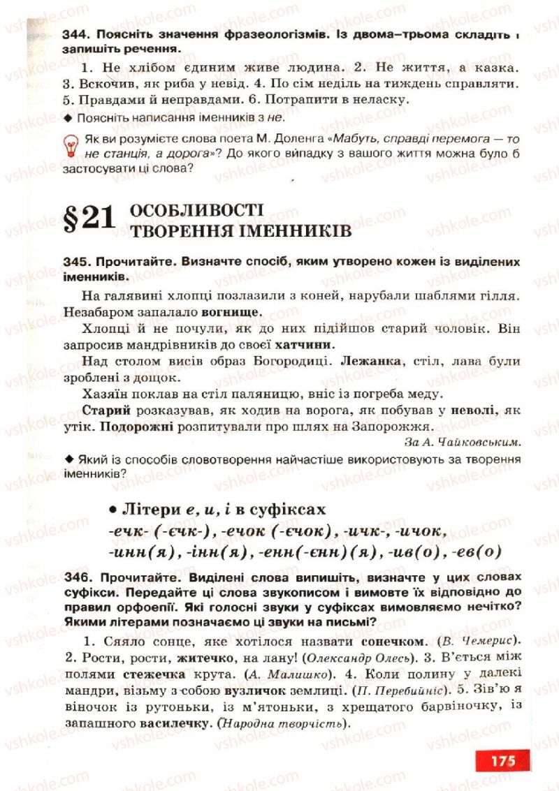 Страница 175 | Підручник Українська мова 6 клас О.П. Глазова, Ю.Б. Кузнецов 2006
