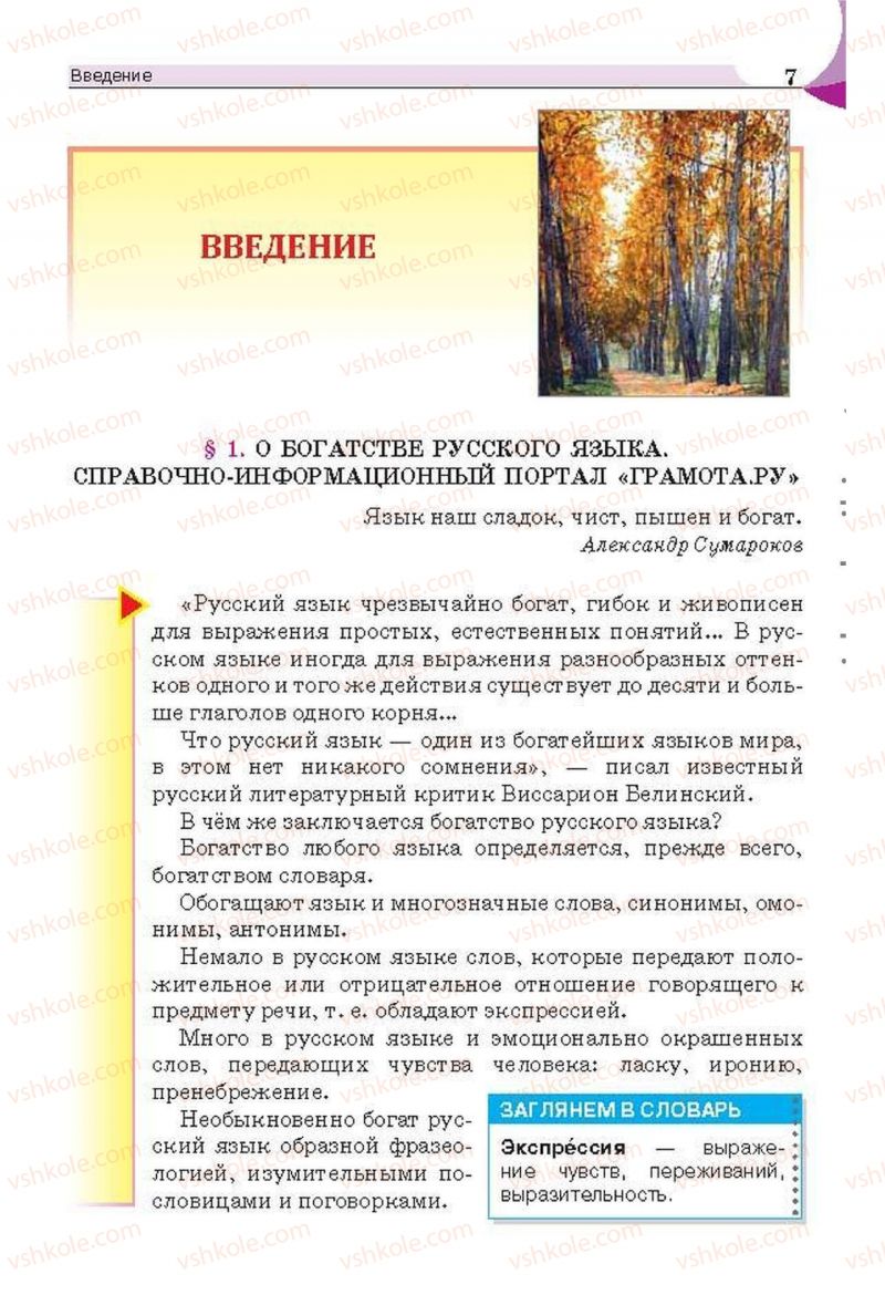 Страница 7 | Підручник Русский язык 6 клас Е.И. Быкова, Л.В. Давидюк, Е.С. Снитко, Е.Ф. Рачко 2014