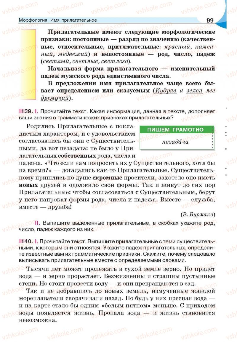 Страница 99 | Підручник Русский язык 6 клас Е.И. Быкова, Л.В. Давидюк, Е.С. Снитко, Е.Ф. Рачко 2014