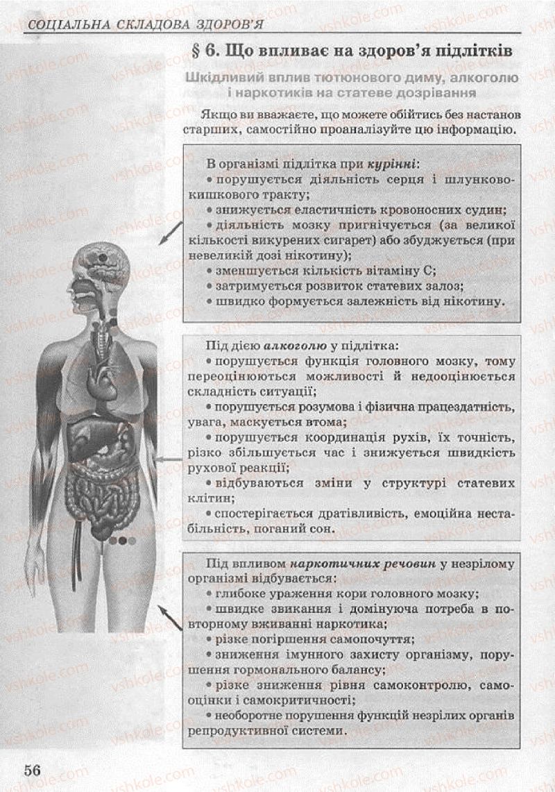 Страница 56 | Підручник Основи здоров'я 8 клас Т.Є. Бойченко, І.П. Василашко, Н.С. Коваль 2008