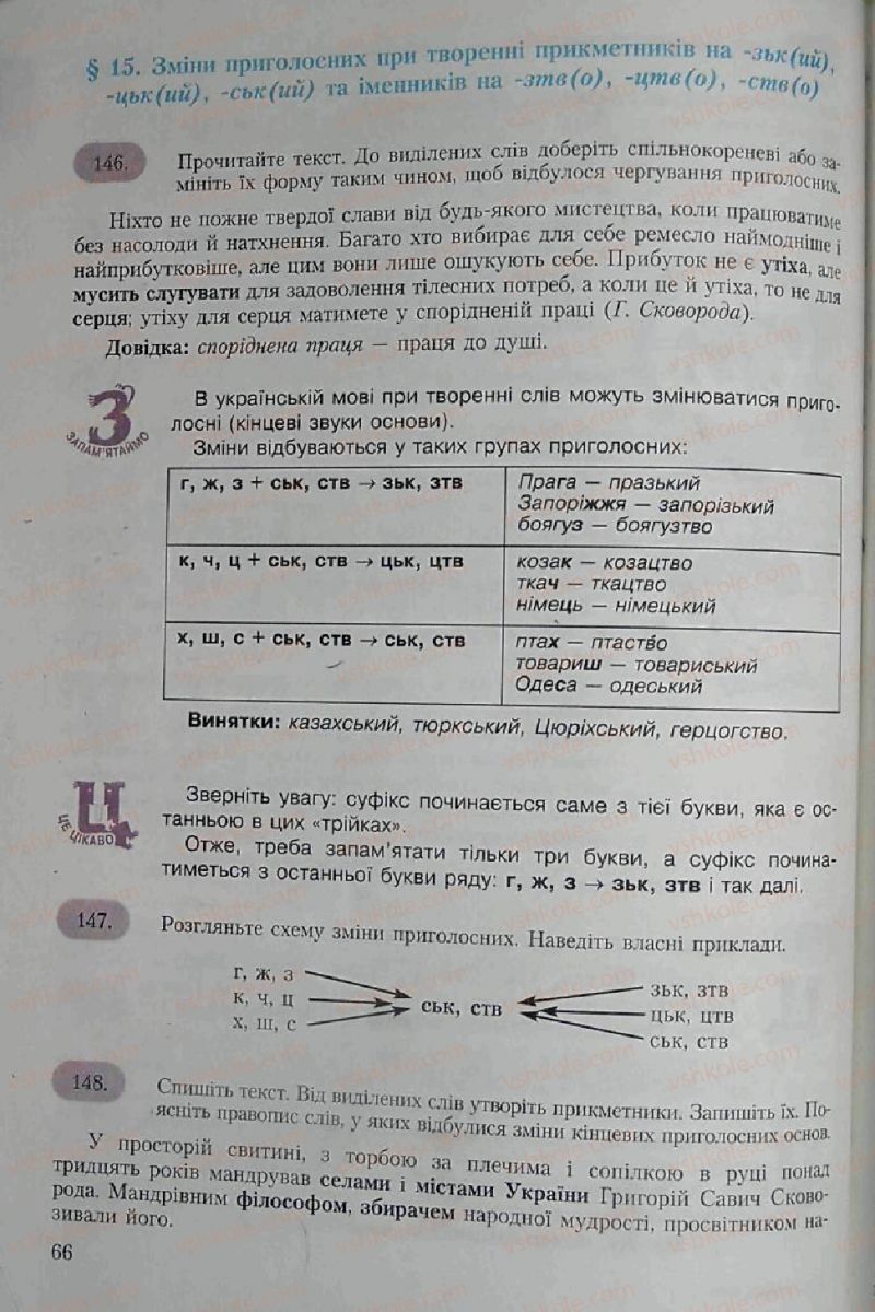 Страница 66 | Підручник Українська мова 6 клас С.Я. Єрмоленко, В.Т. Сичова 2006