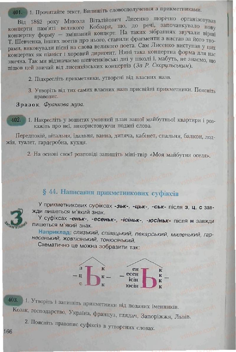 Страница 166 | Підручник Українська мова 6 клас С.Я. Єрмоленко, В.Т. Сичова 2006