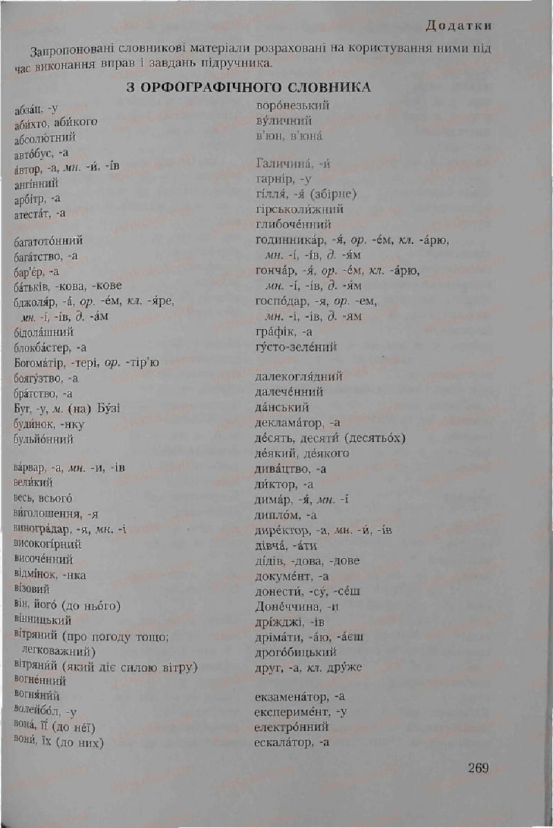 Страница 269 | Підручник Українська мова 6 клас С.Я. Єрмоленко, В.Т. Сичова 2006