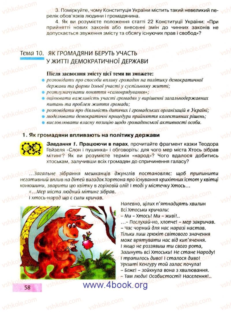 Страница 58 | Підручник Правознавство 9 клас О.I. Пометун, Т.О. Ремех 2009