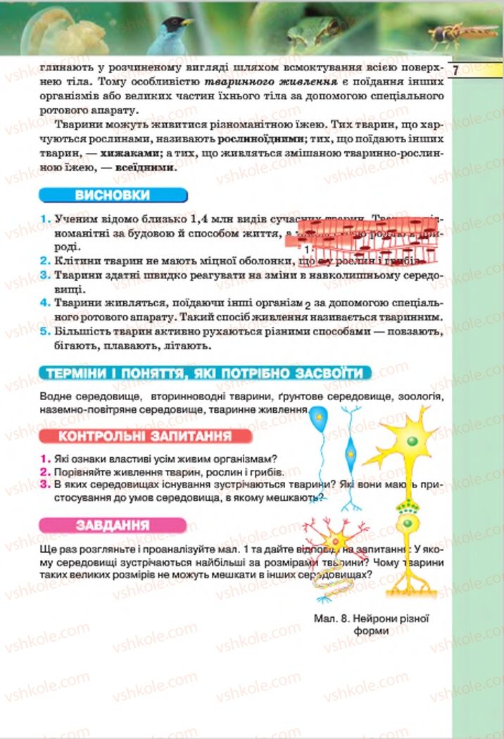 Страница 7 | Підручник Біологія 7 клас І.Ю. Костіков, С.О. Волгін, В.В. Додь 2015