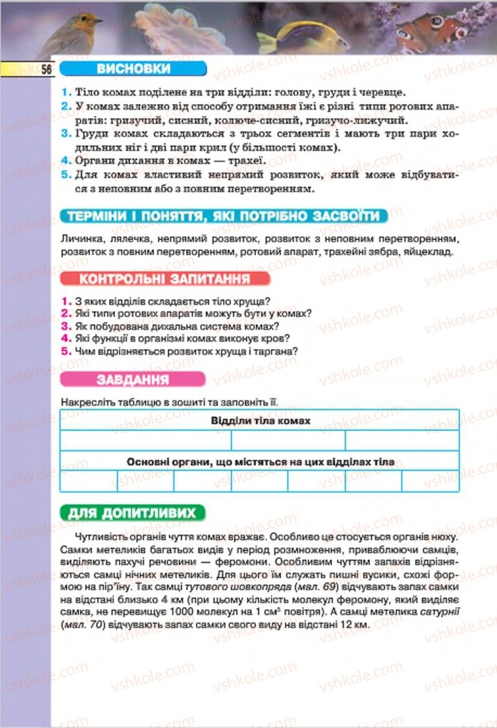 Страница 56 | Підручник Біологія 7 клас І.Ю. Костіков, С.О. Волгін, В.В. Додь 2015