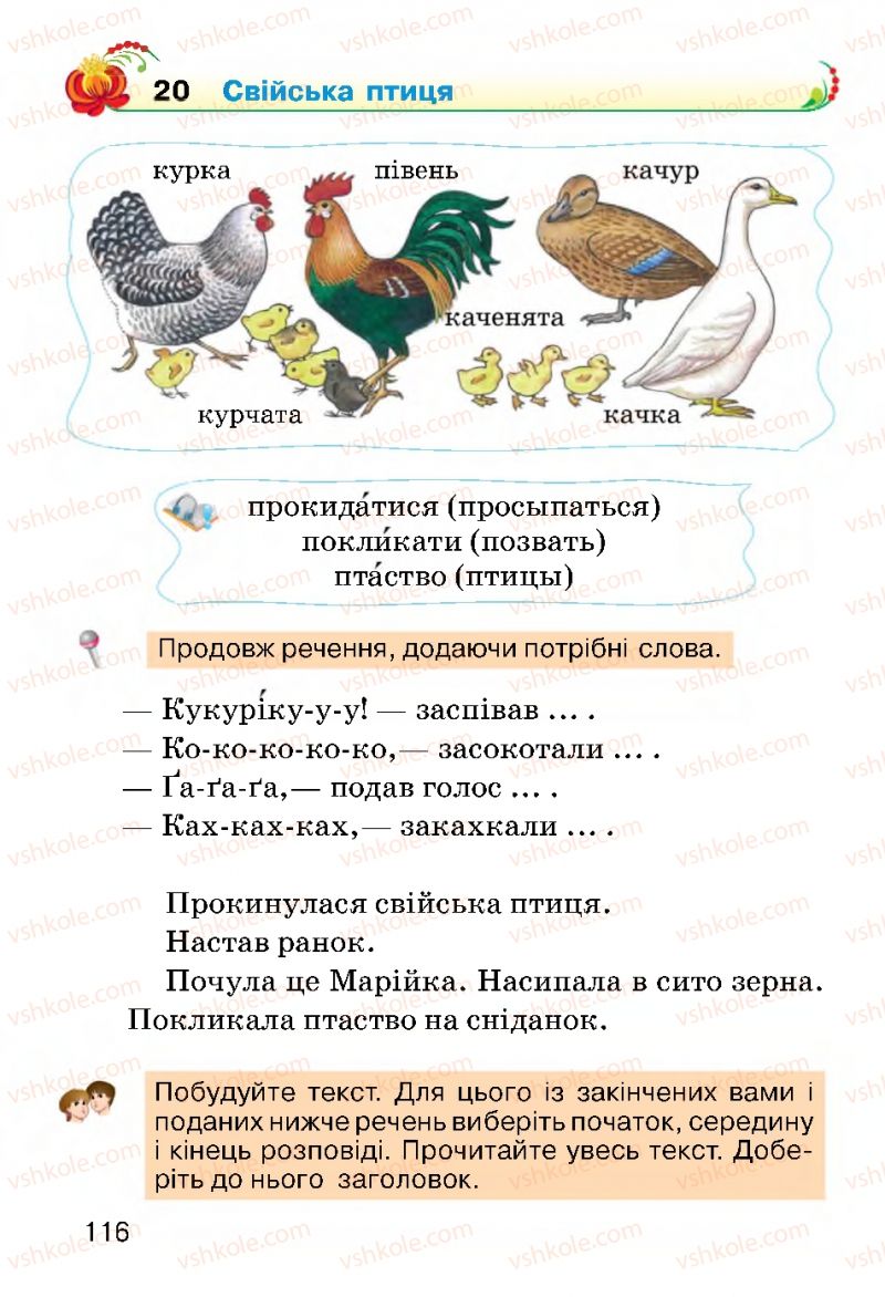 Страница 116 | Підручник Українська мова 2 клас О.Н. Хорошковська, Г.І. Охота 2012