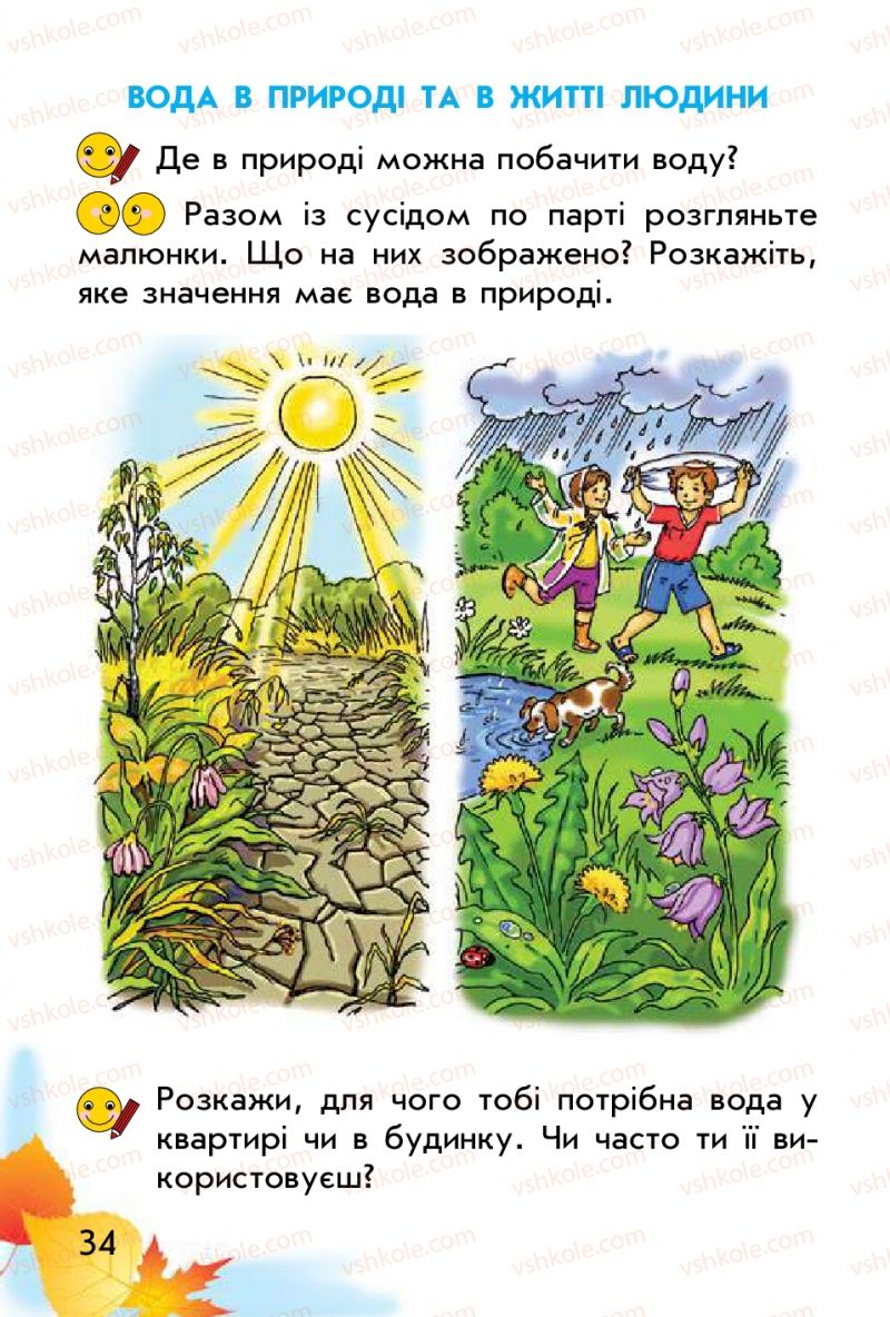 Страница 34 | Підручник Природознавство 1 клас Т.Г. Гільберг, Т.В. Сак 2012