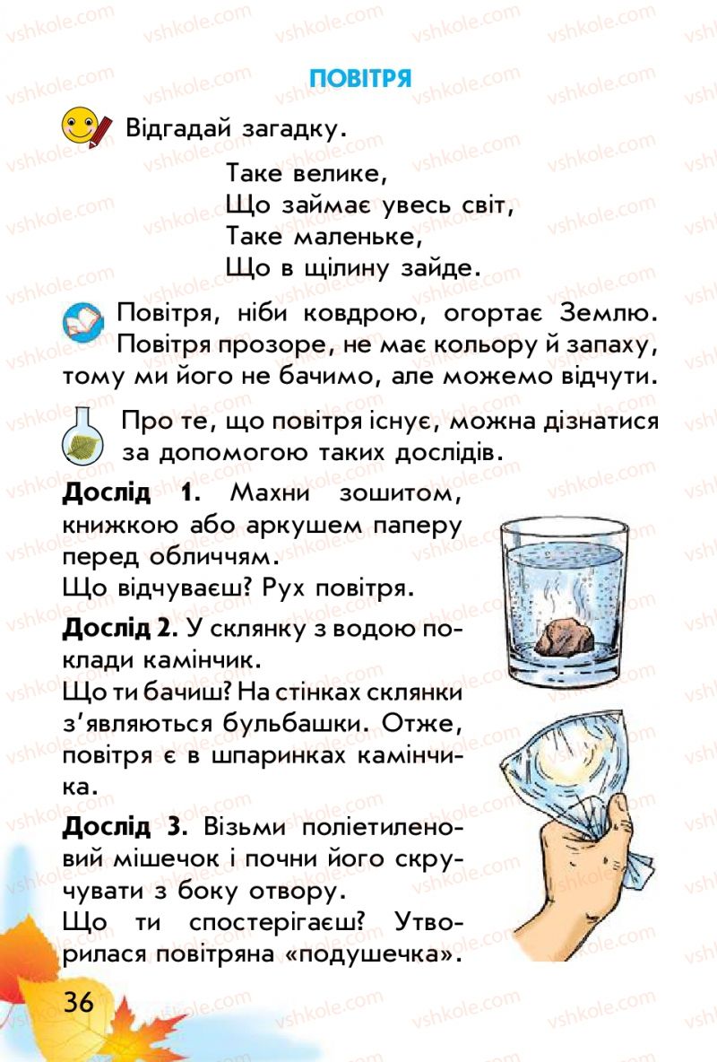 Страница 36 | Підручник Природознавство 1 клас Т.Г. Гільберг, Т.В. Сак 2012