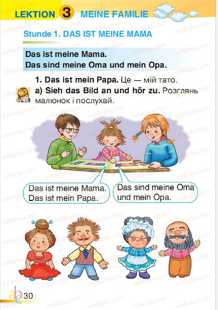 Страница 30 | Підручник Німецька мова 1 клас О.О. Паршикова, Г.М. Мельничук, Л.П. Савченко 2012