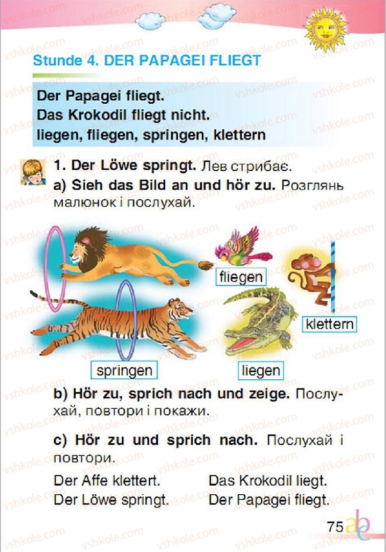 Страница 75 | Підручник Німецька мова 1 клас О.О. Паршикова, Г.М. Мельничук, Л.П. Савченко 2012