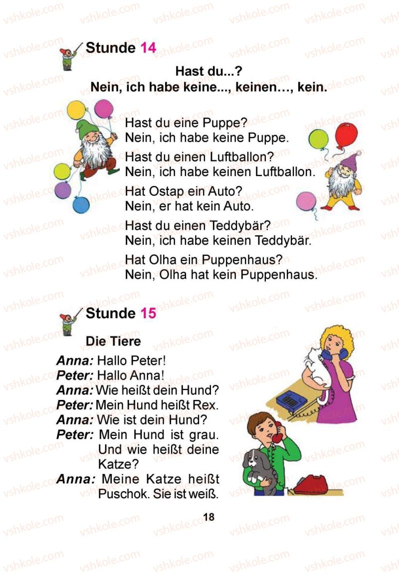 Страница 18 | Підручник Німецька мова 1 клас Я.М. Скоропад 2012 Поглиблене вивчення