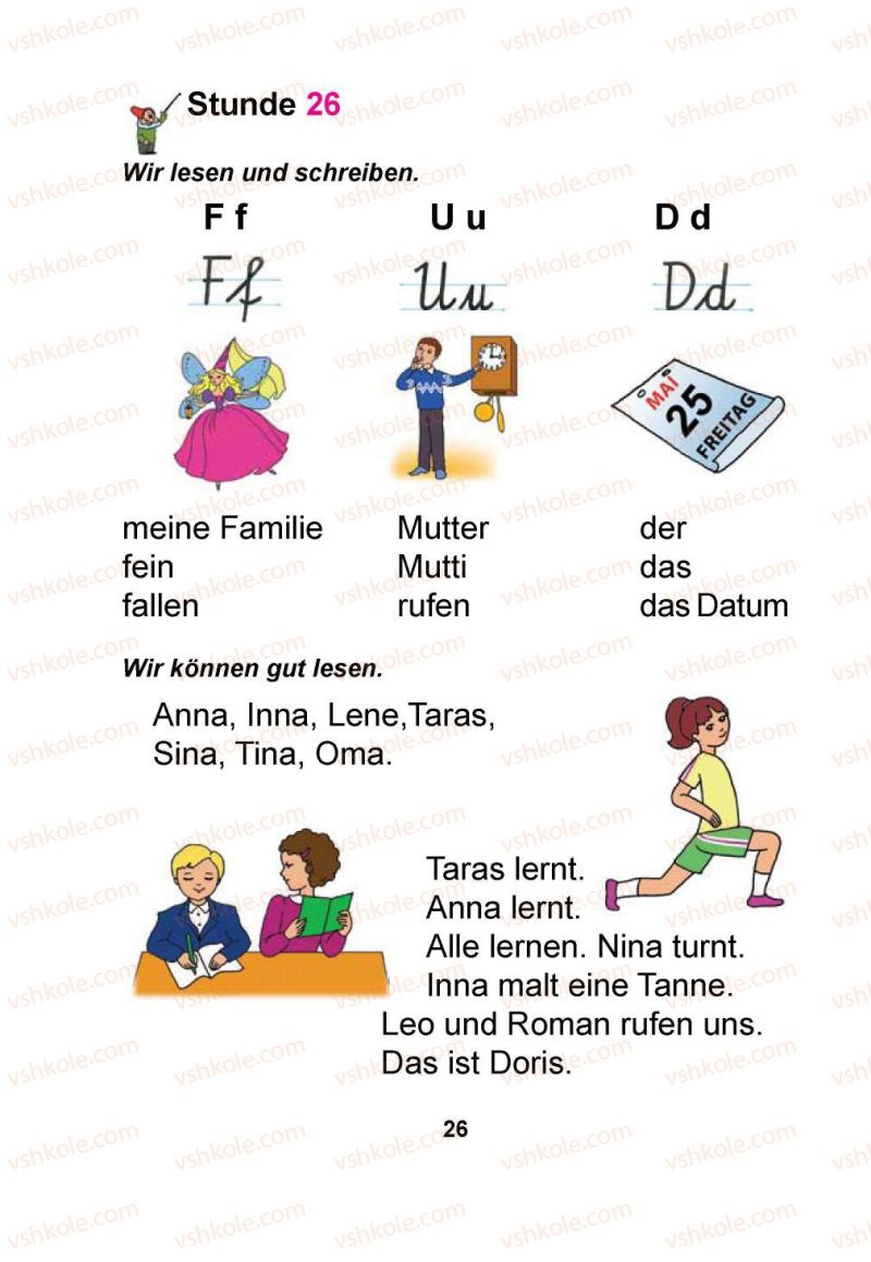 Страница 26 | Підручник Німецька мова 1 клас Я.М. Скоропад 2012 Поглиблене вивчення