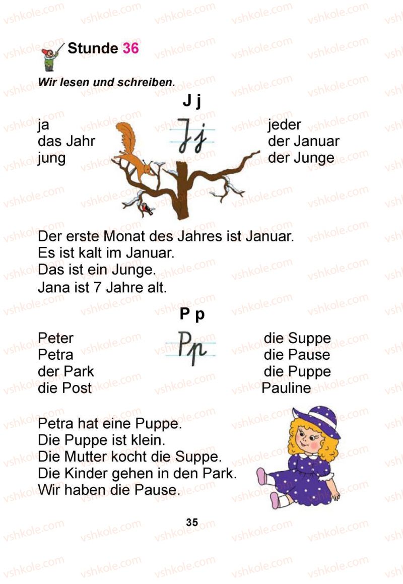 Страница 35 | Підручник Німецька мова 1 клас Я.М. Скоропад 2012 Поглиблене вивчення