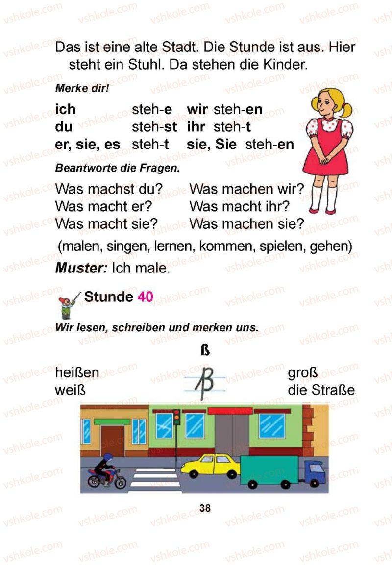 Страница 38 | Підручник Німецька мова 1 клас Я.М. Скоропад 2012 Поглиблене вивчення