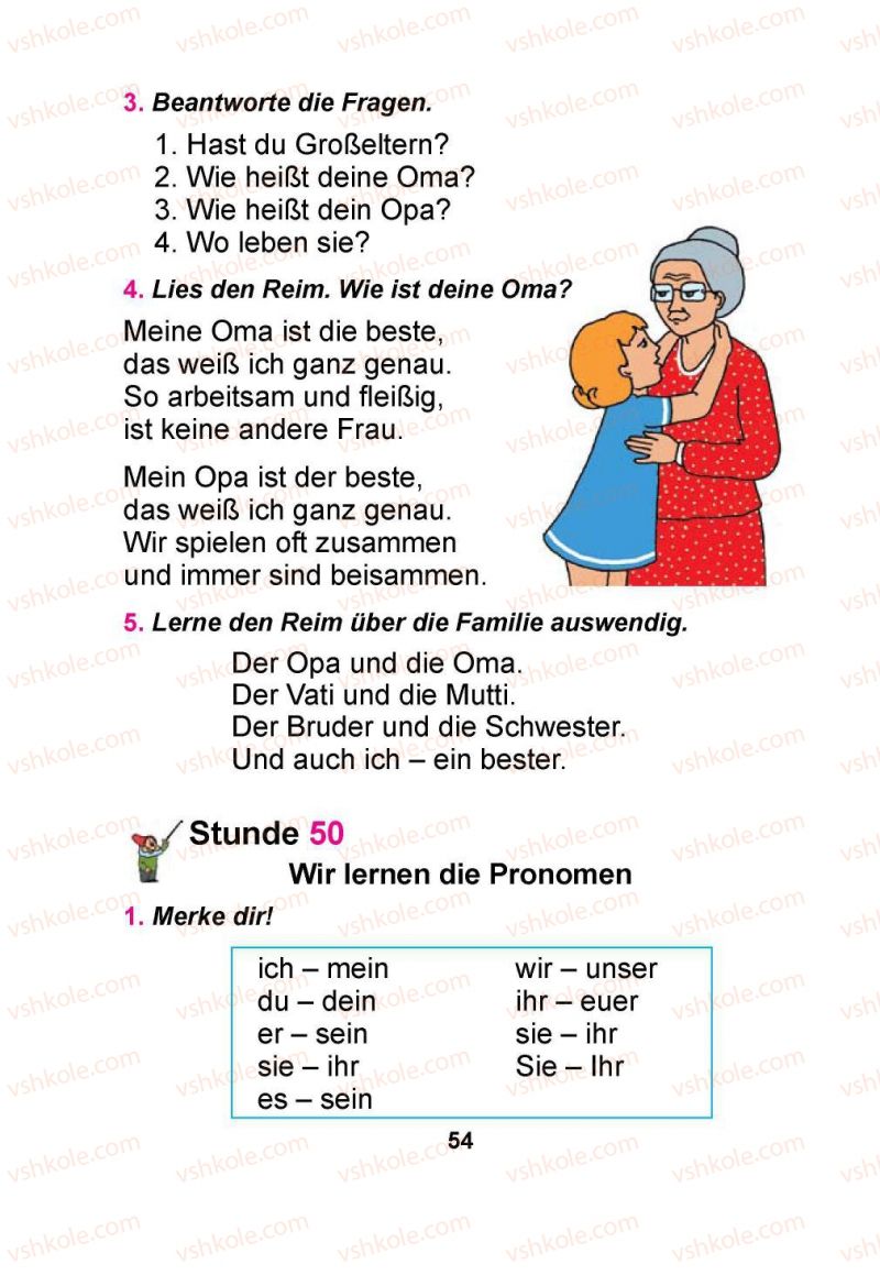 Страница 54 | Підручник Німецька мова 1 клас Я.М. Скоропад 2012 Поглиблене вивчення