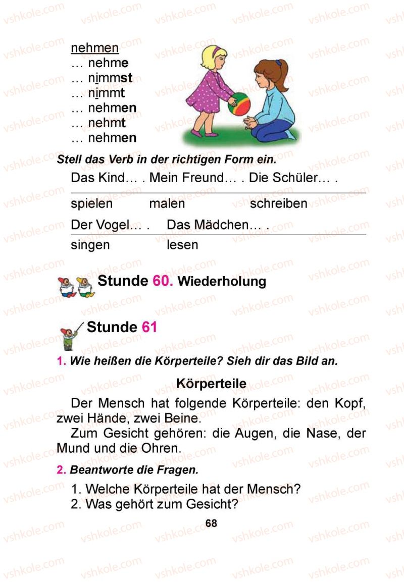 Страница 68 | Підручник Німецька мова 1 клас Я.М. Скоропад 2012 Поглиблене вивчення