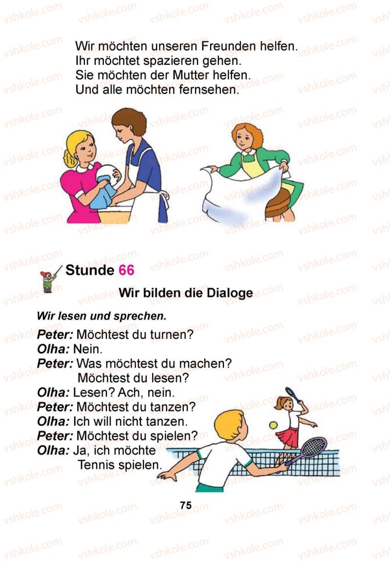 Страница 75 | Підручник Німецька мова 1 клас Я.М. Скоропад 2012 Поглиблене вивчення