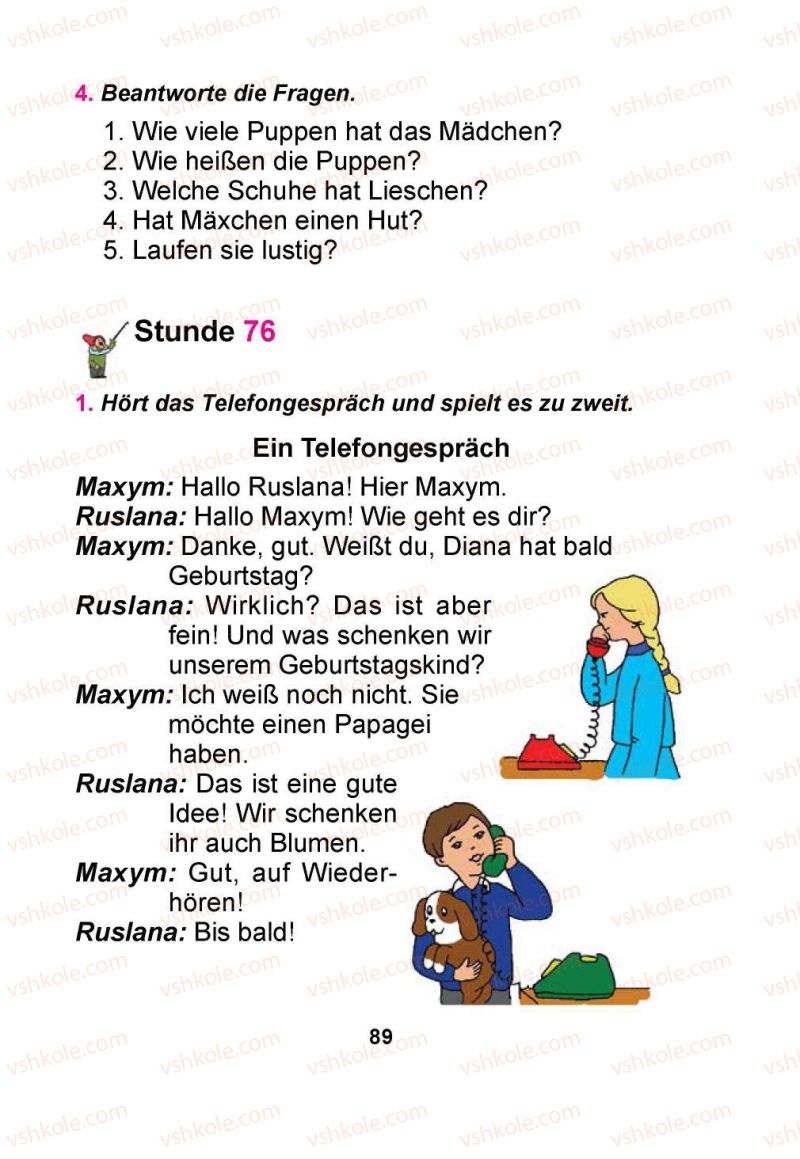 Страница 89 | Підручник Німецька мова 1 клас Я.М. Скоропад 2012 Поглиблене вивчення