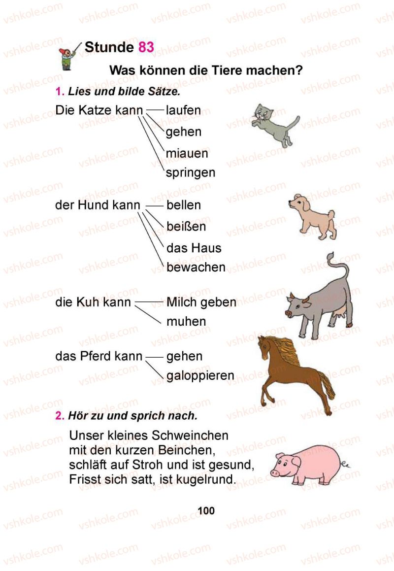 Страница 100 | Підручник Німецька мова 1 клас Я.М. Скоропад 2012 Поглиблене вивчення
