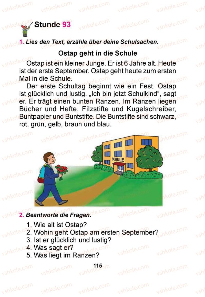 Страница 115 | Підручник Німецька мова 1 клас Я.М. Скоропад 2012 Поглиблене вивчення