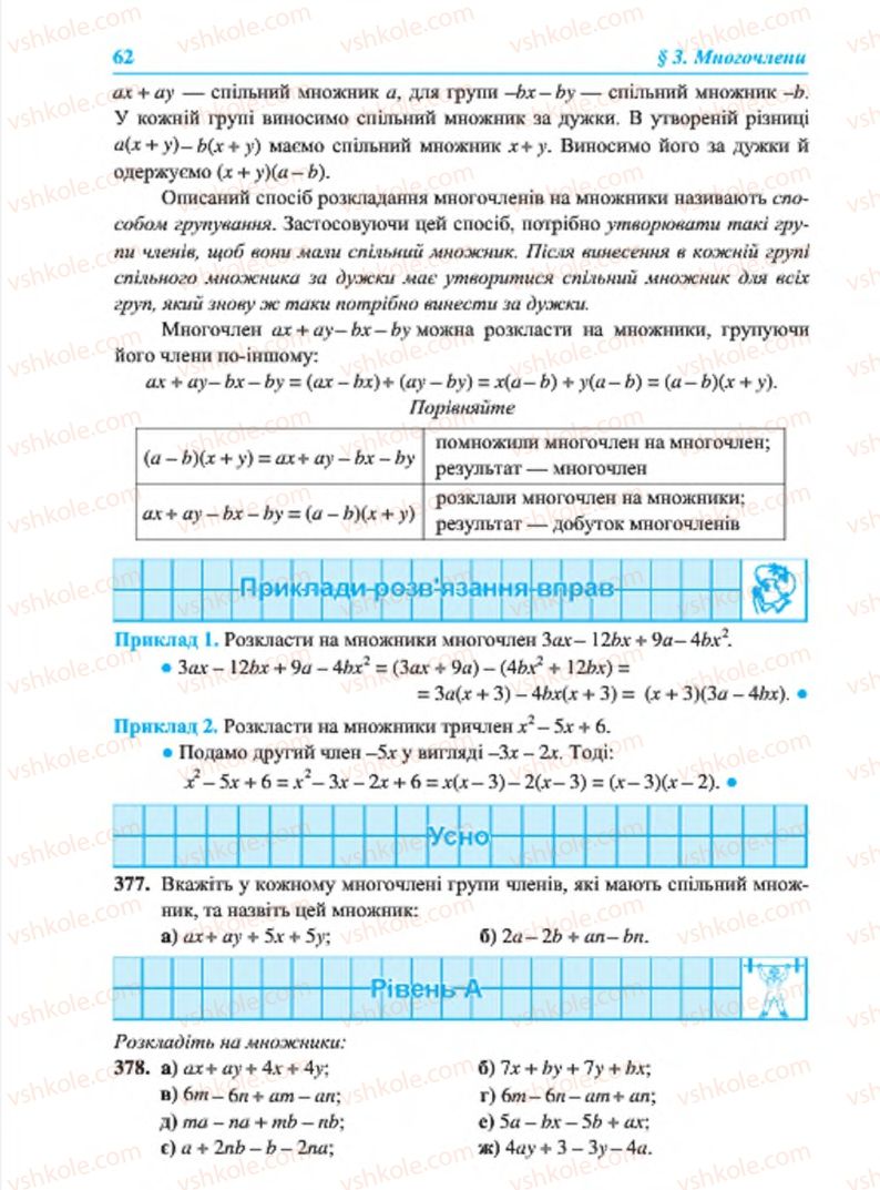 Страница 62 | Підручник Алгебра 7 клас В.Р. Кравчук, М.В. Підручна, Г.М. Янченко 2015