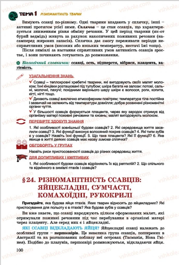 Страница 100 | Підручник Біологія 7 клас  Л.І. Остапченко, П.Г. Балан, В.В. Серебряков 2015