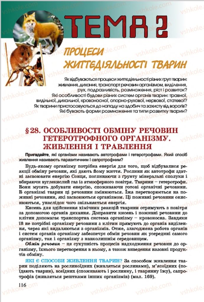 Страница 116 | Підручник Біологія 7 клас  Л.І. Остапченко, П.Г. Балан, В.В. Серебряков 2015