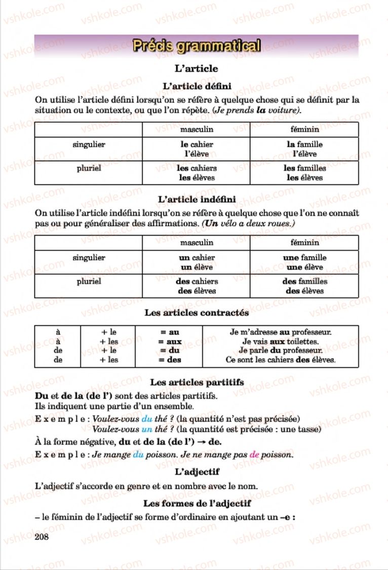 Страница 208 | Підручник Французька мова 7 клас Ю.М. Клименко 2015 7 рік навчання