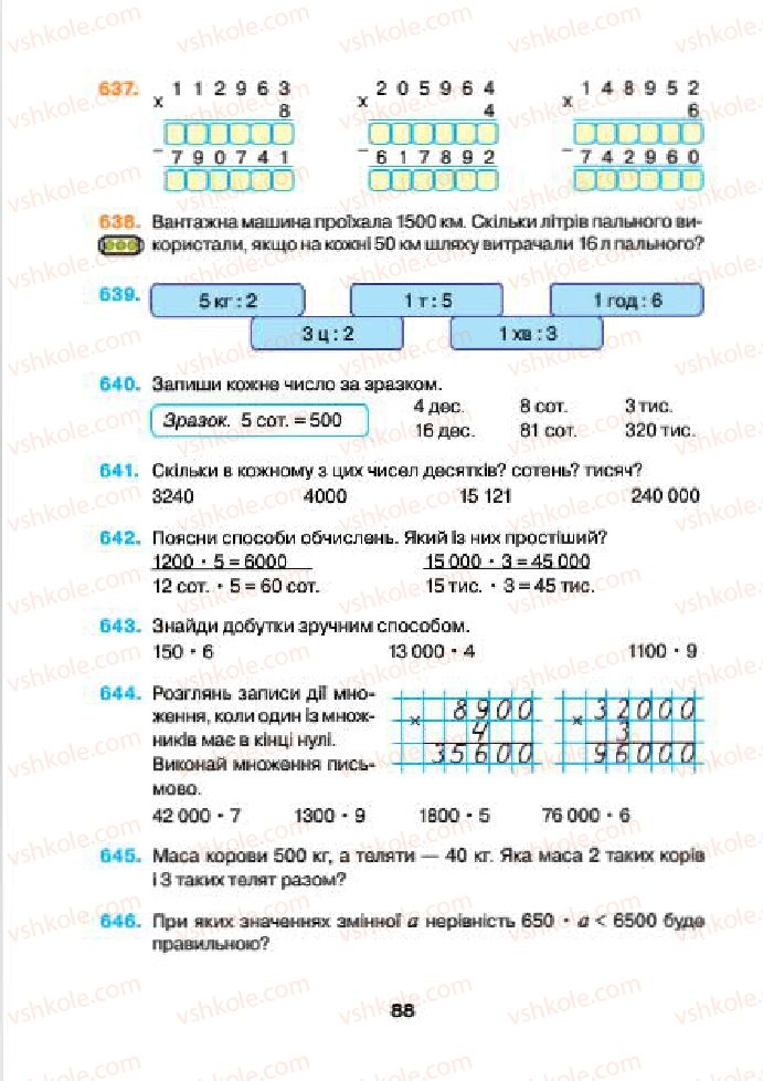 Страница 88 | Підручник Математика 4 клас Н.О. Будна, М.В. Беденко 2015