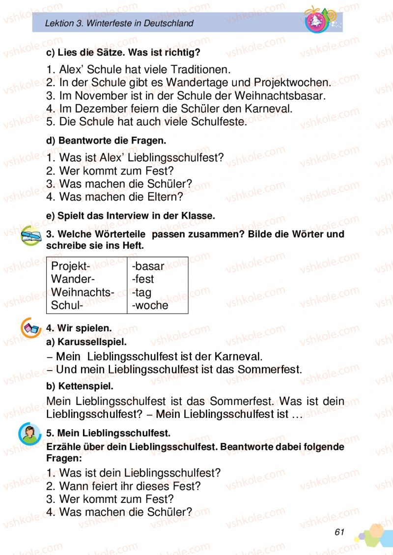 Страница 61 | Підручник Німецька мова 4 клас Л.В. Горбач, Л.П. Савченко 2015