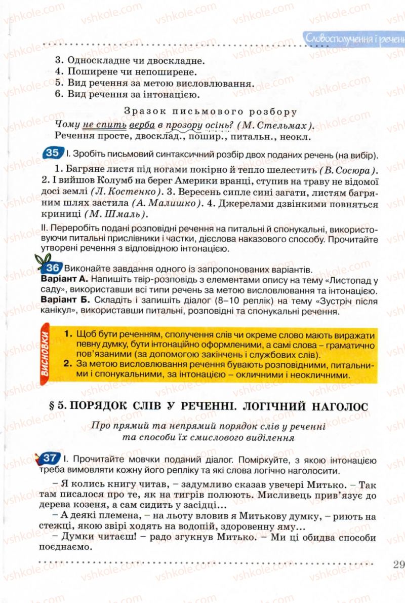 Страница 29 | Підручник Українська мова 8 клас В.В. Заболотний, О.В. Заболотний 2008