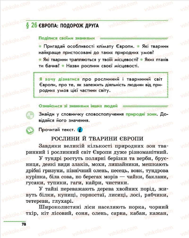 Страница 78 | Підручник Природознавство 4 клас О.В. Тагліна, Г.Ж. Іванова 2015