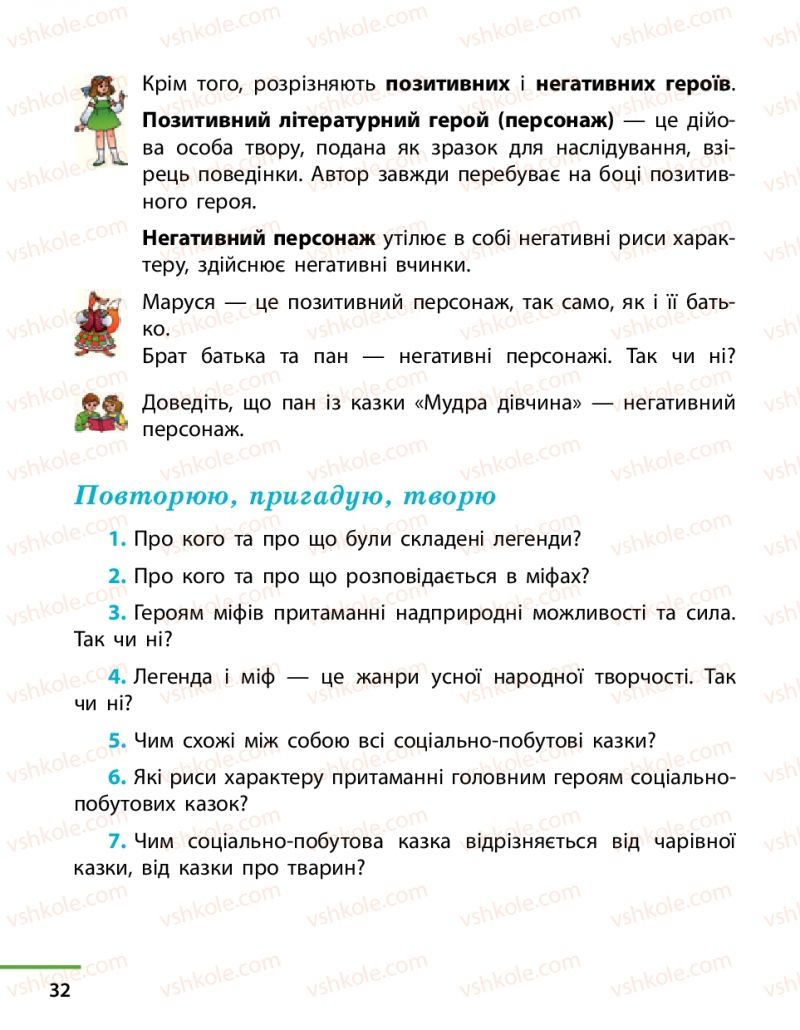 Страница 32 | Підручник Українська література 4 клас М.В. Коченгіна, О.А. Коваль 2015