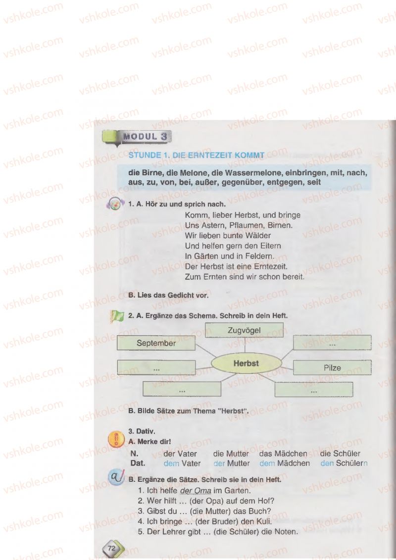 Страница 72 | Підручник Німецька мова 6 клас М.М. Сидоренко, О.А. Палій 2014 2 рік навчання