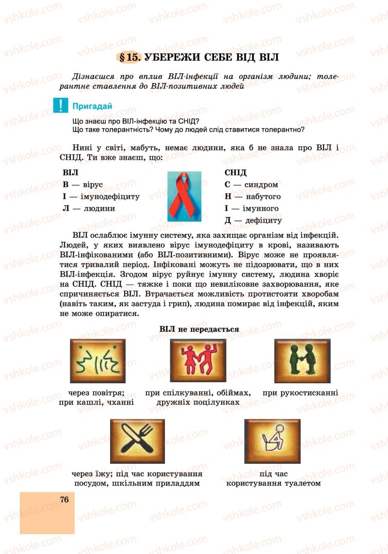 Страница 76 | Підручник Основи здоров'я 6 клас Т.Є. Бойченко, І.П. Василашко, С.В. Василенко 2014