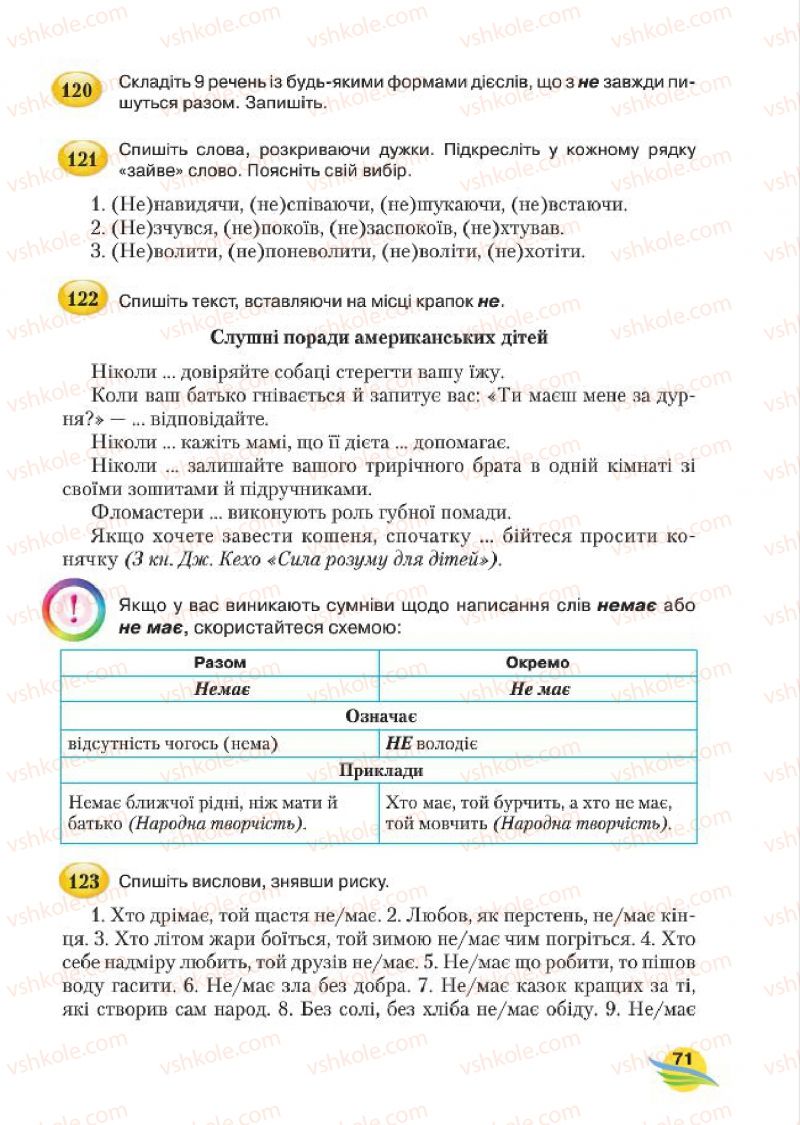 Страница 71 | Підручник Українська мова 7 клас С.Я. Єрмоленко, В.Т. Сичова, М.Г. Жук 2015