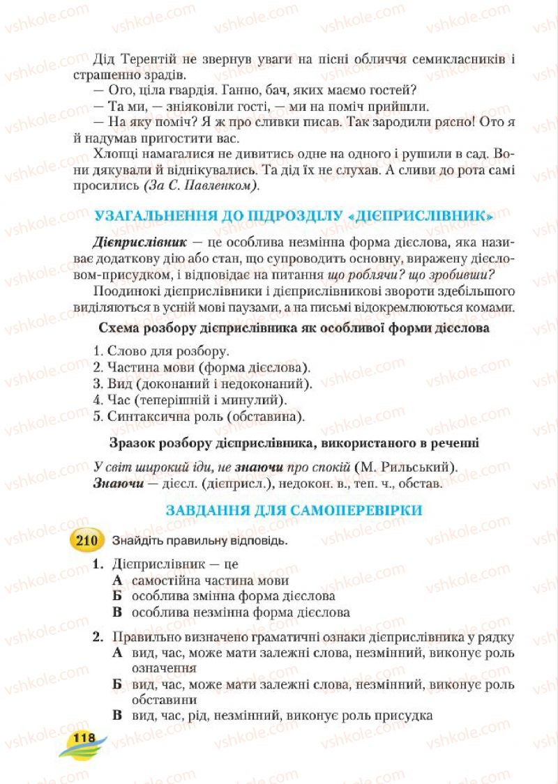 Страница 118 | Підручник Українська мова 7 клас С.Я. Єрмоленко, В.Т. Сичова, М.Г. Жук 2015