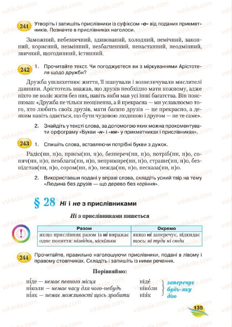 Страница 135 | Підручник Українська мова 7 клас С.Я. Єрмоленко, В.Т. Сичова, М.Г. Жук 2015