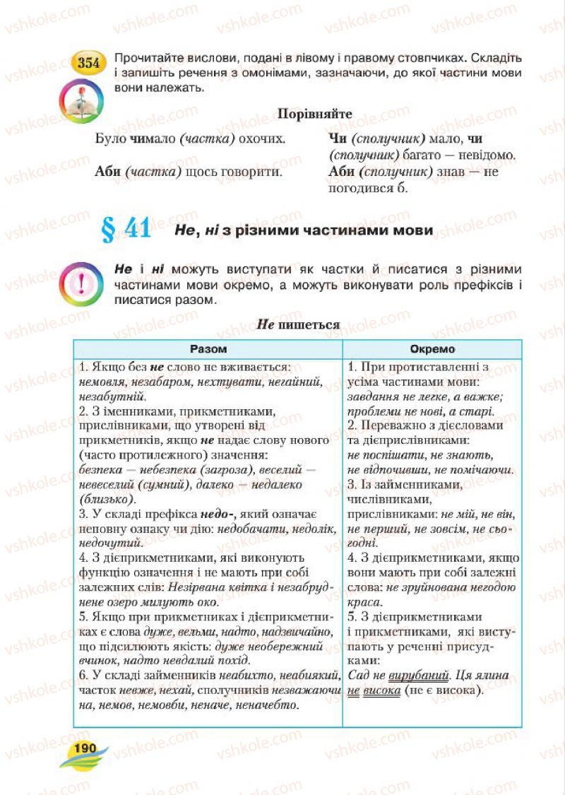 Страница 190 | Підручник Українська мова 7 клас С.Я. Єрмоленко, В.Т. Сичова, М.Г. Жук 2015