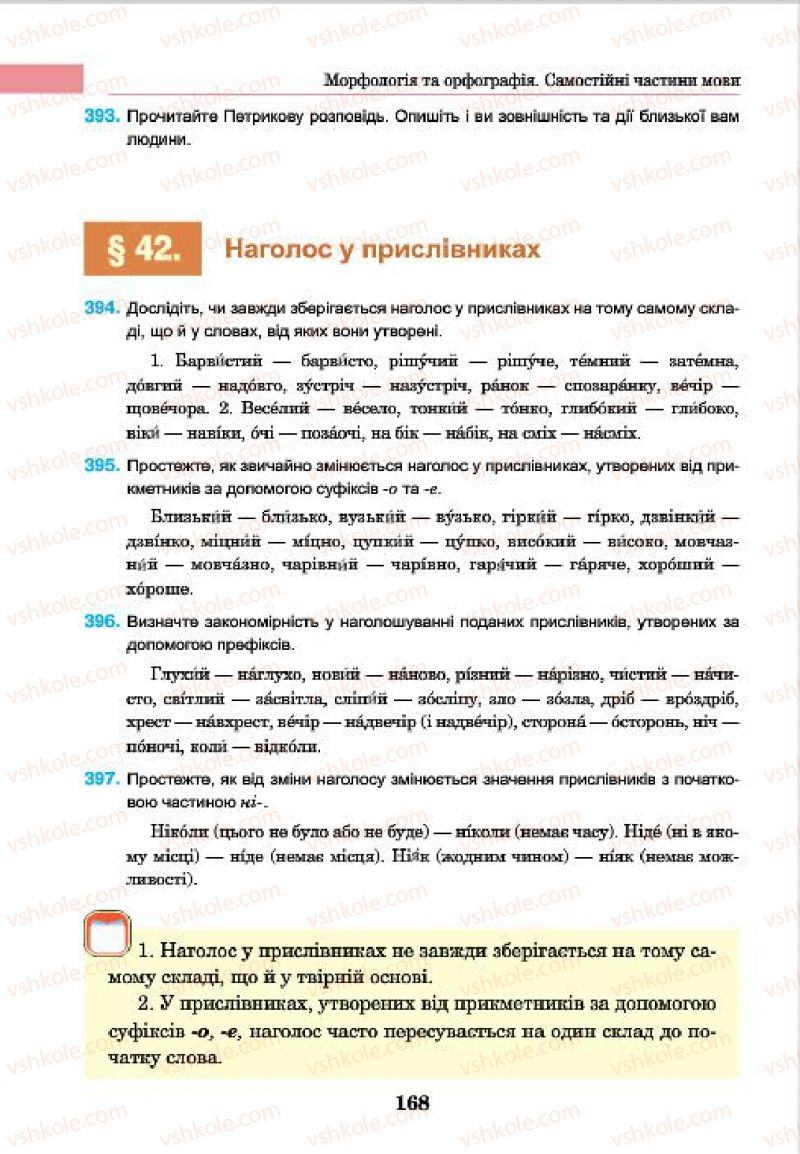 Страница 168 | Підручник Українська мова 7 клас І.П. Ющук 2015