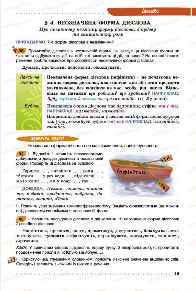 Страница 19 | Підручник Українська мова 7 клас О.В. Заболотний, В.В. Заболотний 2015