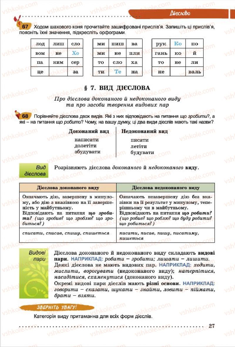 Страница 27 | Підручник Українська мова 7 клас О.В. Заболотний, В.В. Заболотний 2015