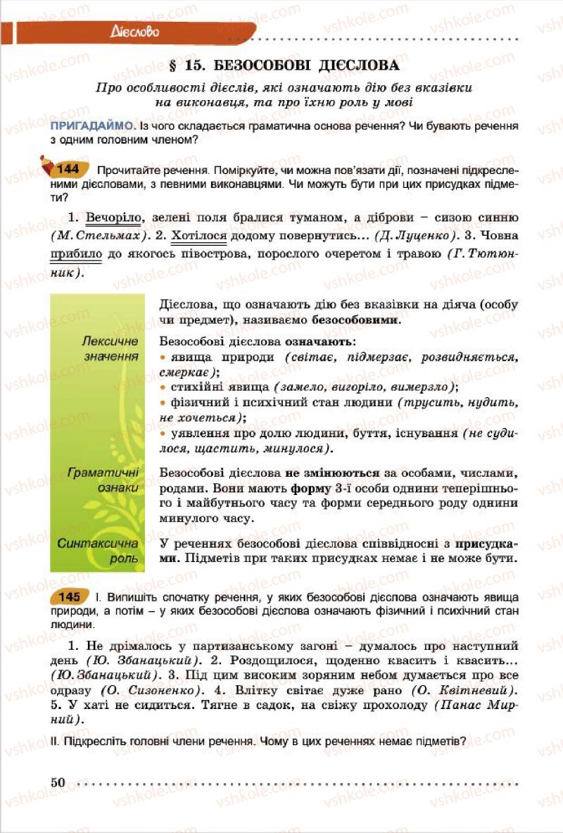 Страница 50 | Підручник Українська мова 7 клас О.В. Заболотний, В.В. Заболотний 2015