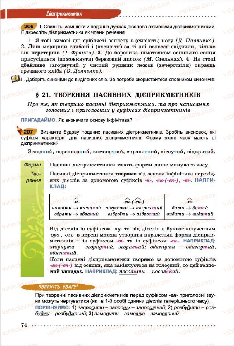 Страница 74 | Підручник Українська мова 7 клас О.В. Заболотний, В.В. Заболотний 2015