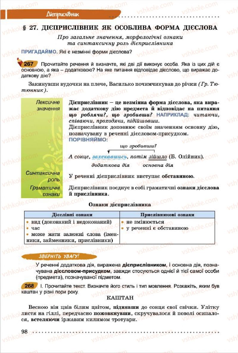 Страница 98 | Підручник Українська мова 7 клас О.В. Заболотний, В.В. Заболотний 2015