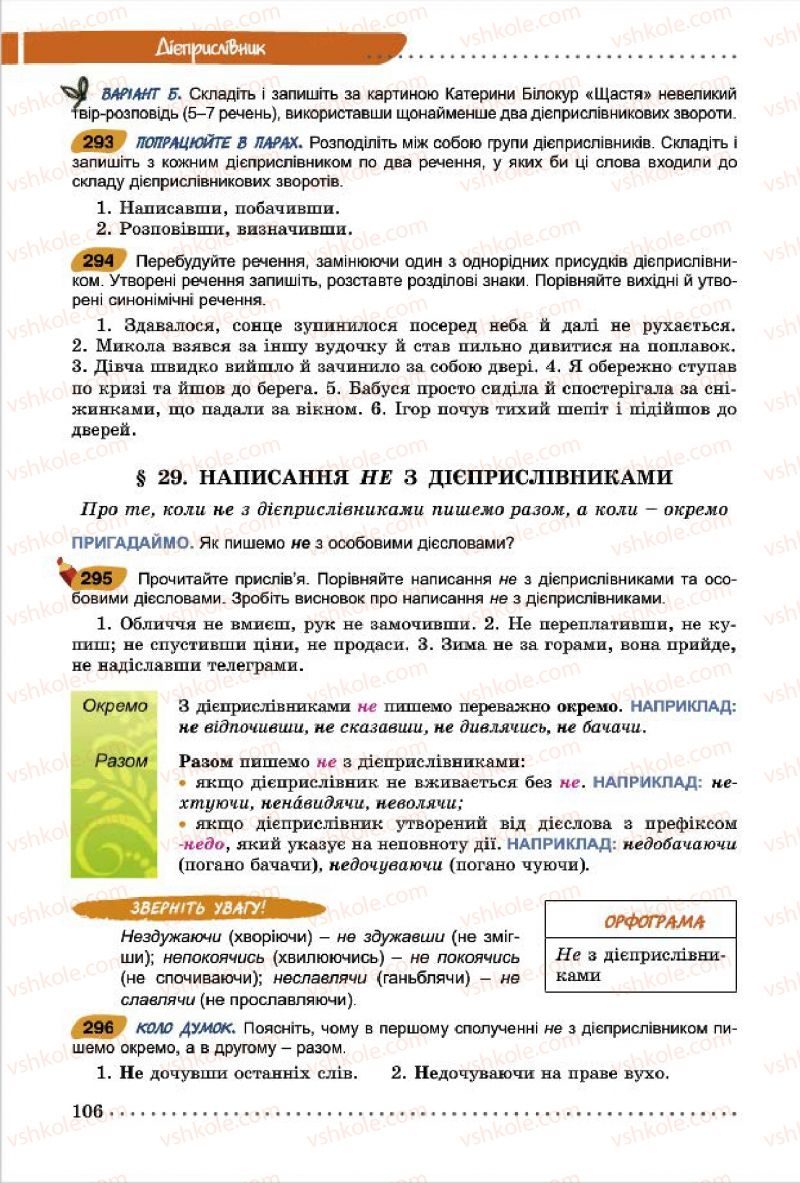 Страница 106 | Підручник Українська мова 7 клас О.В. Заболотний, В.В. Заболотний 2015